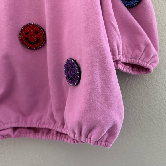 Queen Of Sparkles Smiley Face 3D Skort Set Med Pink Sweatshirt Skirt Casual Fun - Picture 12 of 16